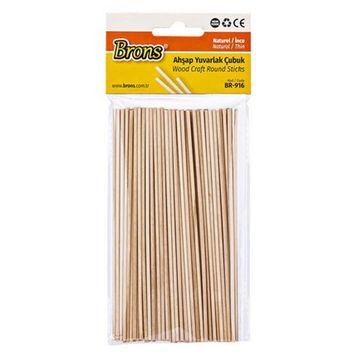Brons BR-916XC Naturel 100'lü 2x145 mm Ahşap Yuvarlak İnce Çubuk
