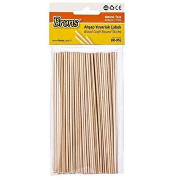 Brons BR-916XC Naturel 100'lü 2x145 mm Ahşap Yuvarlak İnce Çubuk