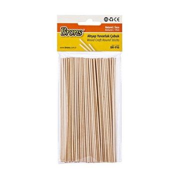 Brons BR-916XC Naturel 100'lü 2x145 mm Ahşap Yuvarlak İnce Çubuk