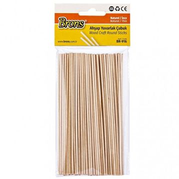 Brons BR-916XC Naturel 100'lü 2x145 mm Ahşap Yuvarlak İnce Çubuk