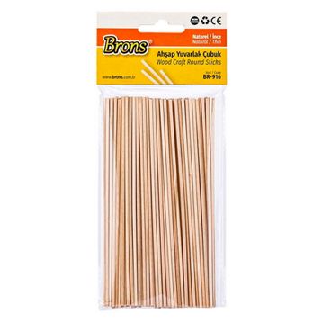 Brons BR-916XC Naturel 100'lü 2x145 mm Ahşap Yuvarlak İnce Çubuk