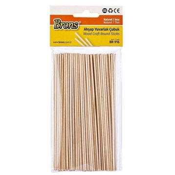 Brons BR-916XC Naturel 100'lü 2x145 mm Ahşap Yuvarlak İnce Çubuk