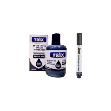 Brons Doldurulabilir Beyaz Yazı Tahtası Kalemi + Trix 100 ml Siyah Mürekkep