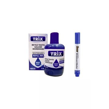 Brons Doldurulabilir Beyaz Yazı Tahtası Kalemi ve 100 ml Mavi Mürekkep