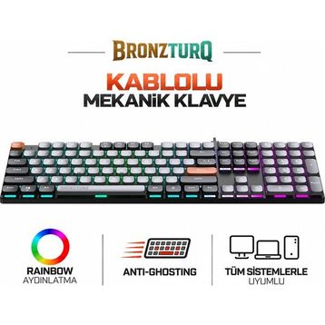 Bronzturq MK1175 Gri Kablolu Mekanik Gaming Klavye