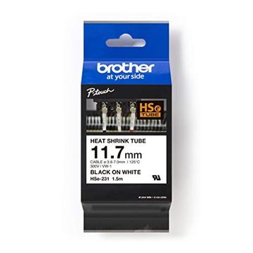 Brother P-Touch HSE231 Beyaz-Siyah 12 mm Polyester Etiket