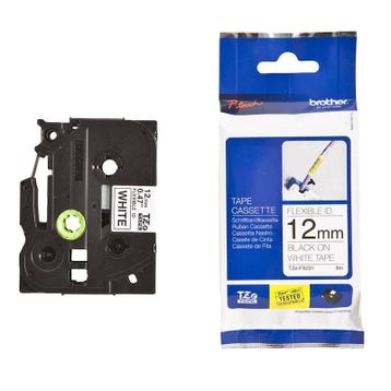 Brother TZE-231 12 mm Beyaz Üzerine Siyah Laminasyonlu Etiket