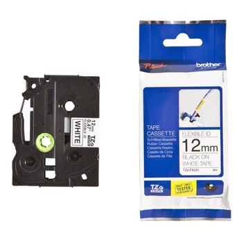 Brother TZE-231 12 mm Beyaz Üzerine Siyah Laminasyonlu Etiket
