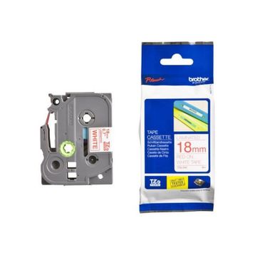 Brother Tze-242 18 mm Beyaz Üzeri Kırmızı Laminasyonlu Etiket
