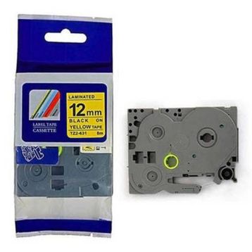 Brother TZE-631 12 mm Sarı Üzeri Siyah Laminasyonlu Etiket