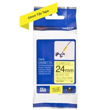 Brother Tze-fx651 24 mm Sarı Üzeri Siyah Esnek Laminasyonlu Etiket