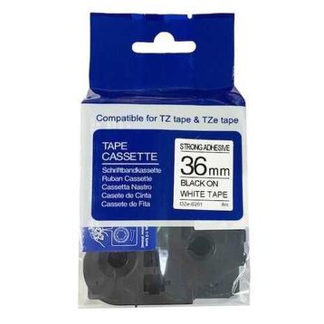 Brother Tze-s261 36 mm Beyaz Üzeri Siyah Güçlü Yapışkanlı Laminasyonlu Etiket