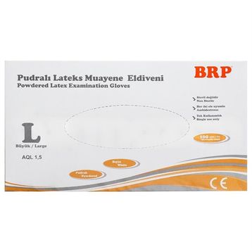 BRP Latex Pudralı Large 100'lü Muayene Eldiveni