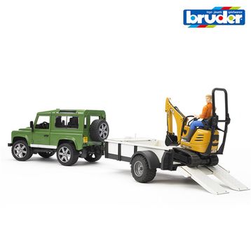 Bruder 02593 Land Rover Arazi Aracı ve JCB Mini Kazıcı