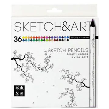 Bruno Visconti 30-0116 Sketch Art Kalın Gövde 4 mm Grafit 36 Renk Profesyonel Kuru Boya Seti