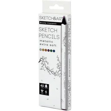 Bruno Visconti 30- 0118/03 Sketch Art 4 mm Grafit 6 Renk Pastel Profesyonel Kuru Boya Set