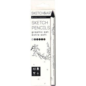 Bruno Visconti Sketchart Profesyonel Kuru Boya Kalemi Kalın Gövde afik 6 Renk No:30-0118 05 KAlem
