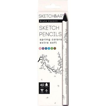 Bruno Visconti Sketchart Profesyonel Kuru Boya Kalemi Kalın Gövde Sonbahar 6 Renk No:30-0118 09 Kalem