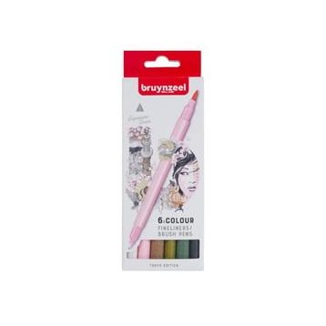 Bruynzeel 5789106 Tokyo Edition Fineliner Çift Taraflı Brushpen 6 Renk N:60325106 Kalem Seti