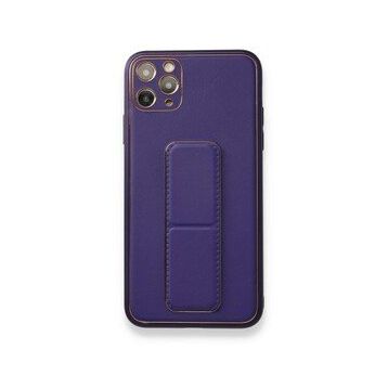 BSSM Coco Deri Standlı Kapak - Mor iPhone 11 Pro Max Kılıf