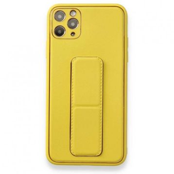 BSSM Coco Deri Standlı Kapak - Sarı iPhone 11 Pro Max Kılıf
