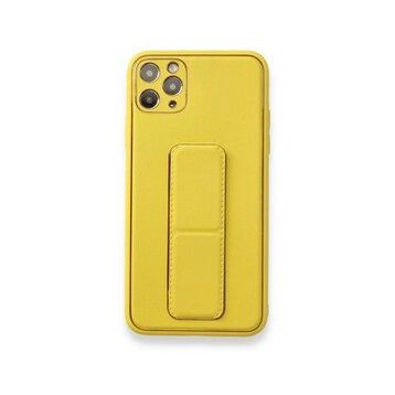 BSSM Coco Deri Standlı Kapak - Sarı iPhone 11 Pro Max Kılıf
