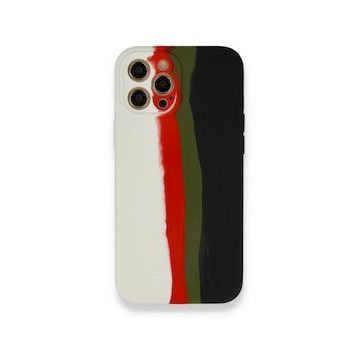 BSSM Ebruli Lansman Silikon - Beyaz Siyah iPhone 12 Pro Kılıf