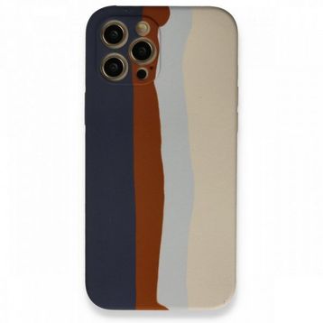 BSSM Ebruli Lansman Silikon - Lacivert Krem iPhone 12 Pro Max Kılıf