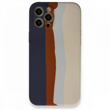 BSSM Ebruli Lansman Silikon - Lacivert Krem iPhone 12 Pro Max Kılıf