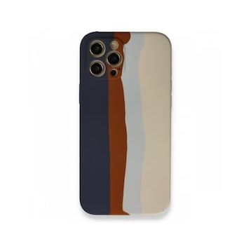 BSSM Ebruli Lansman Silikon - Lacivert Krem iPhone 12 Pro Max Kılıf