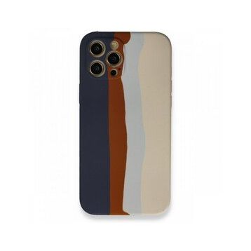 BSSM Ebruli Lansman Silikon - Lacivert Krem iPhone 12 Pro Max Kılıf