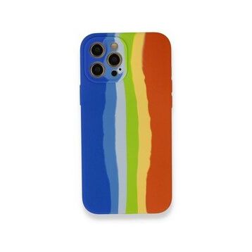 BSSM Ebruli Lansman Silikon - Mavi Turuncu iPhone 12 Pro Kılıf