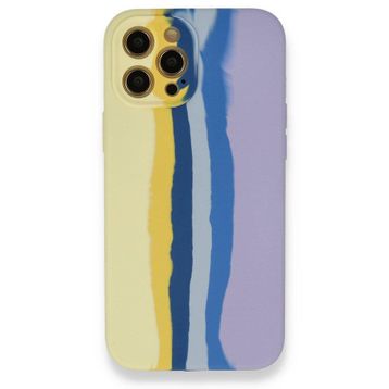 BSSM Ebruli Lansman Silikon - Sarı Lila iPhone 12 Pro Max Kılıf