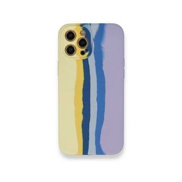 BSSM Ebruli Lansman Silikon - Sarı Lila iPhone 12 Pro Max Kılıf