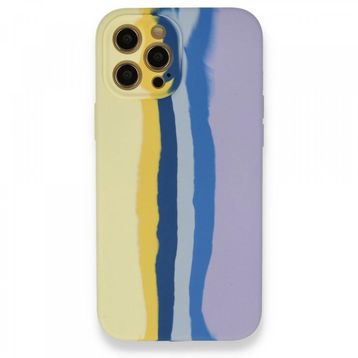 BSSM Ebruli Lansman Silikon - Sarı Lila iPhone 12 Pro Max Kılıf