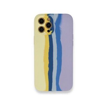 BSSM Ebruli Lansman Silikon - Sarı Lila iPhone 12 Pro Max Kılıf