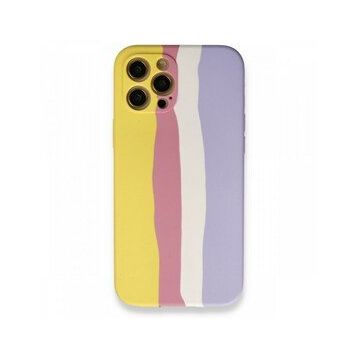 BSSM Ebruli Lansman Silikon - Sarı Mavi iPhone 12 Pro Max Kılıf