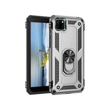 BSSM Gümüş Huawei Y5P Sofya Yüzüklü Silikon Kapak Kılıf