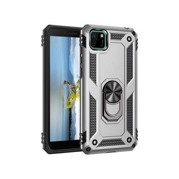 BSSM Gümüş Huawei Y5P Sofya Yüzüklü Silikon Kapak Kılıf