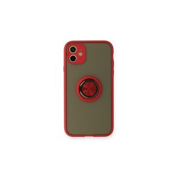 BSSM iPhone 11 Montreal Yüzüklü Silikon Kapak Kırmızı Kılıf