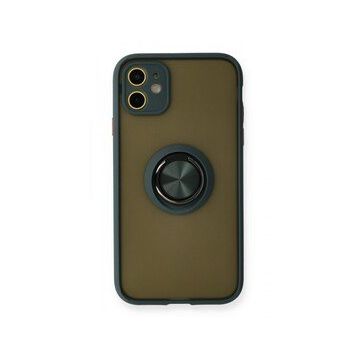 BSSM iPhone 11 Montreal Yüzüklü Silikon Kapak Yeşil Renkli Kılıf