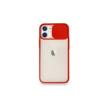 BSSM iPhone 11 Palm Buzlu Kamera Sürgülü Silikon Kırmızı Kılıf