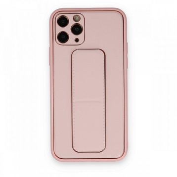 BSSM iPhone 11 Pro Coco Deri Standlı Kapak Pembe Kılıf