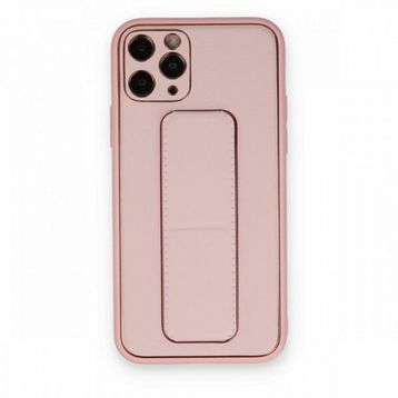 BSSM iPhone 11 Pro Coco Deri Standlı Kapak Pembe Kılıf