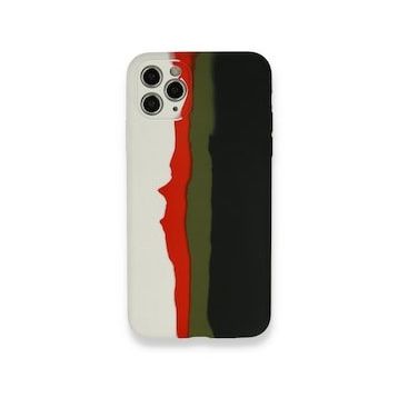 BSSM iPhone 11 Pro Ebruli Lansman Silikon Beyaz Siyah Kılıf