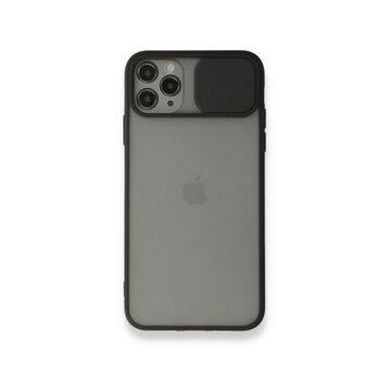 BSSM iPhone 11 Pro Max Palm Buzlu Kamera Sürgülü Silikon Siyah Kılıf