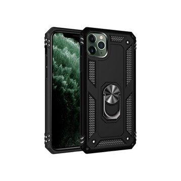 BSSM iPhone 11 Pro Max Sofya Yüzüklü Silikon Kapak Siyah Kılıf