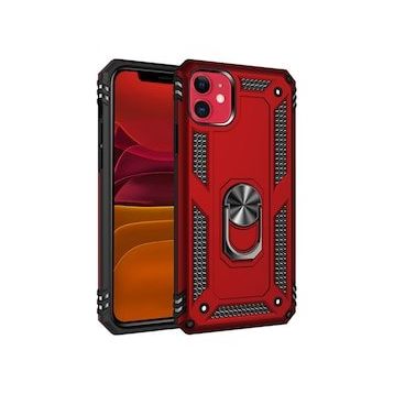BSSM iPhone 11 Sofya Yüzüklü Silikon Kapak Kırmızı Kılıf