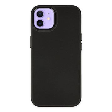 BSSM iPhone 12 Asya Deri Silikon Siyah Kılıf