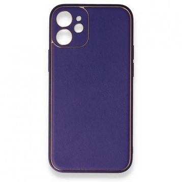 BSSM iPhone 12 Coco Deri Silikon Kapak Mor Kılıf